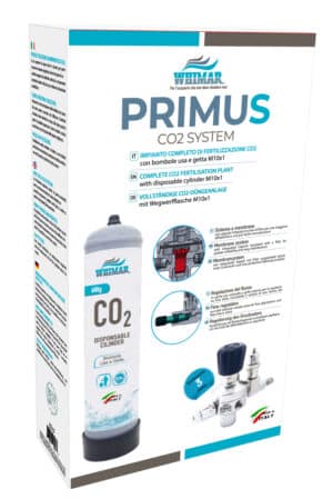 Whimar - Impianto Primus CO2 System 600gr modello Basic Plus (RIDUTTORE + BOMBOLA 600g + TUBO 1.5m + DIFFUSORE CONTABOLLE + ELETTROVALVOLA)